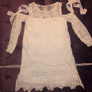 White cold shoulder dress